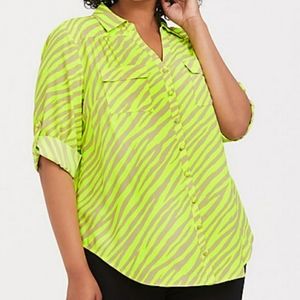 Torrid Neon Zebra Georgette Blouse